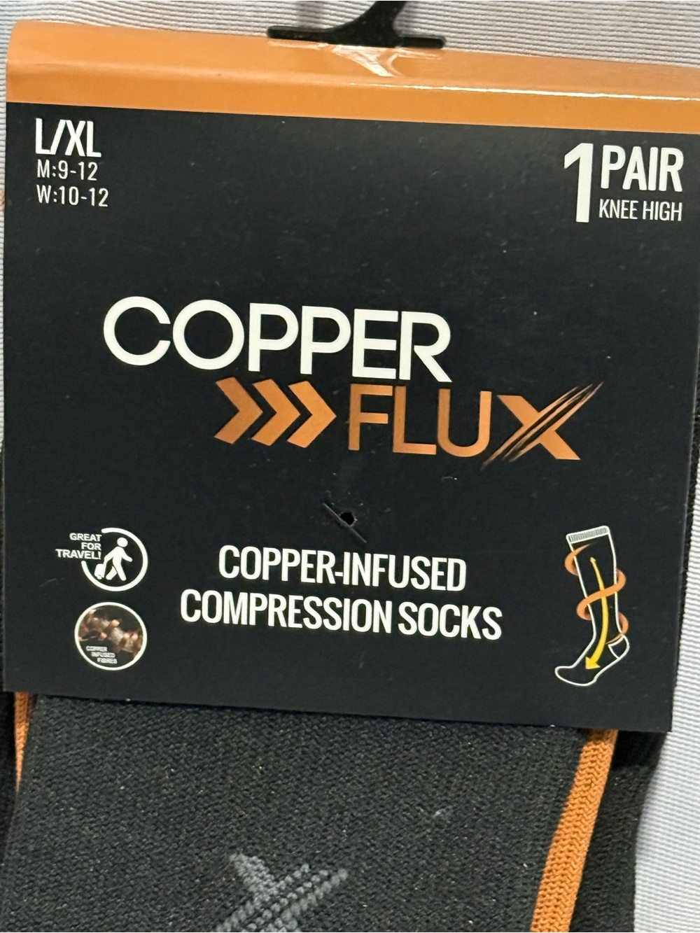 Copper Flux Copper-Infused Compression Socks 2 Pairs Knee High L/XL New - Picture 3 of 5